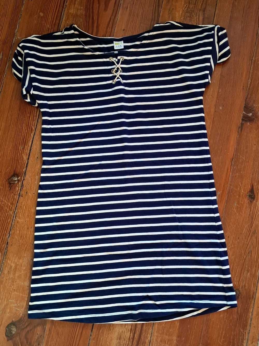 Crazy 8 Navy and White Striped Lace-Up Tee Dress
